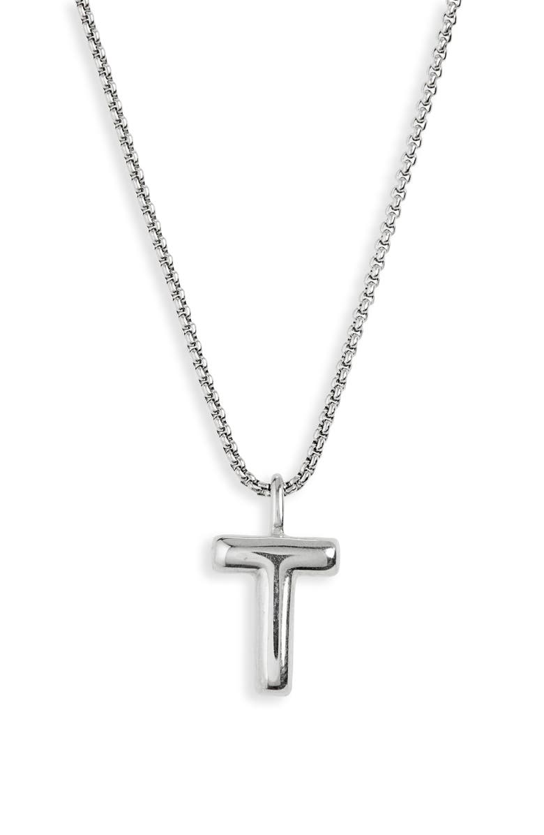 Open Edit Waterproof Bubble Initial Pendant Necklace, Alternate, color, T- Silver