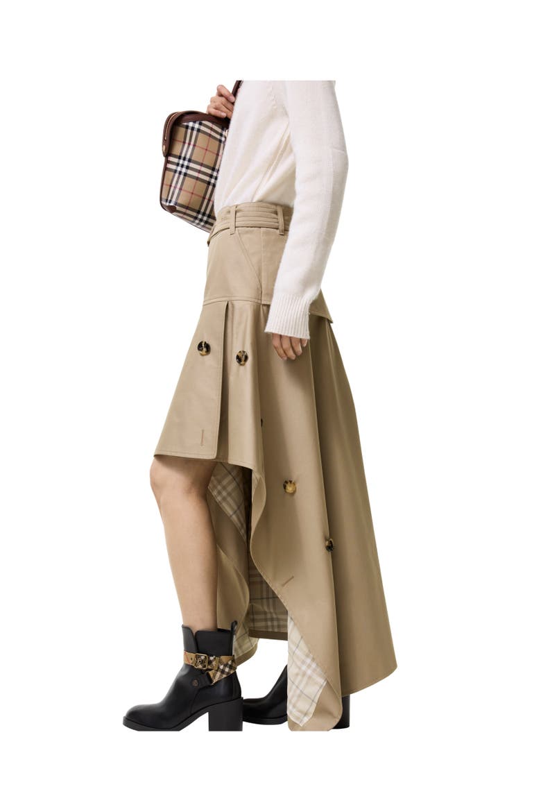 Gabardine Asymmetric Trench Skirt, Alternate, color, Saltmarsh beige