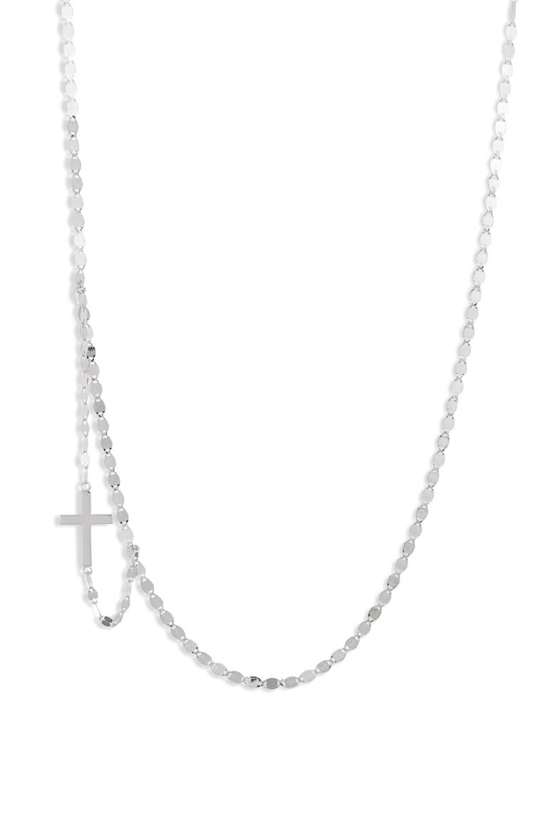 Jewelry Double Strand Side Cross Necklace, Main, color, WHITE GOLD