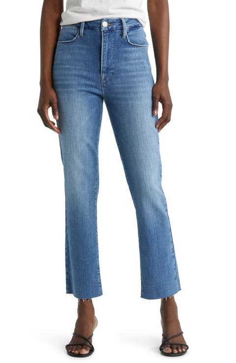 Le Super High Raw Hem Ankle Straight Leg Jeans