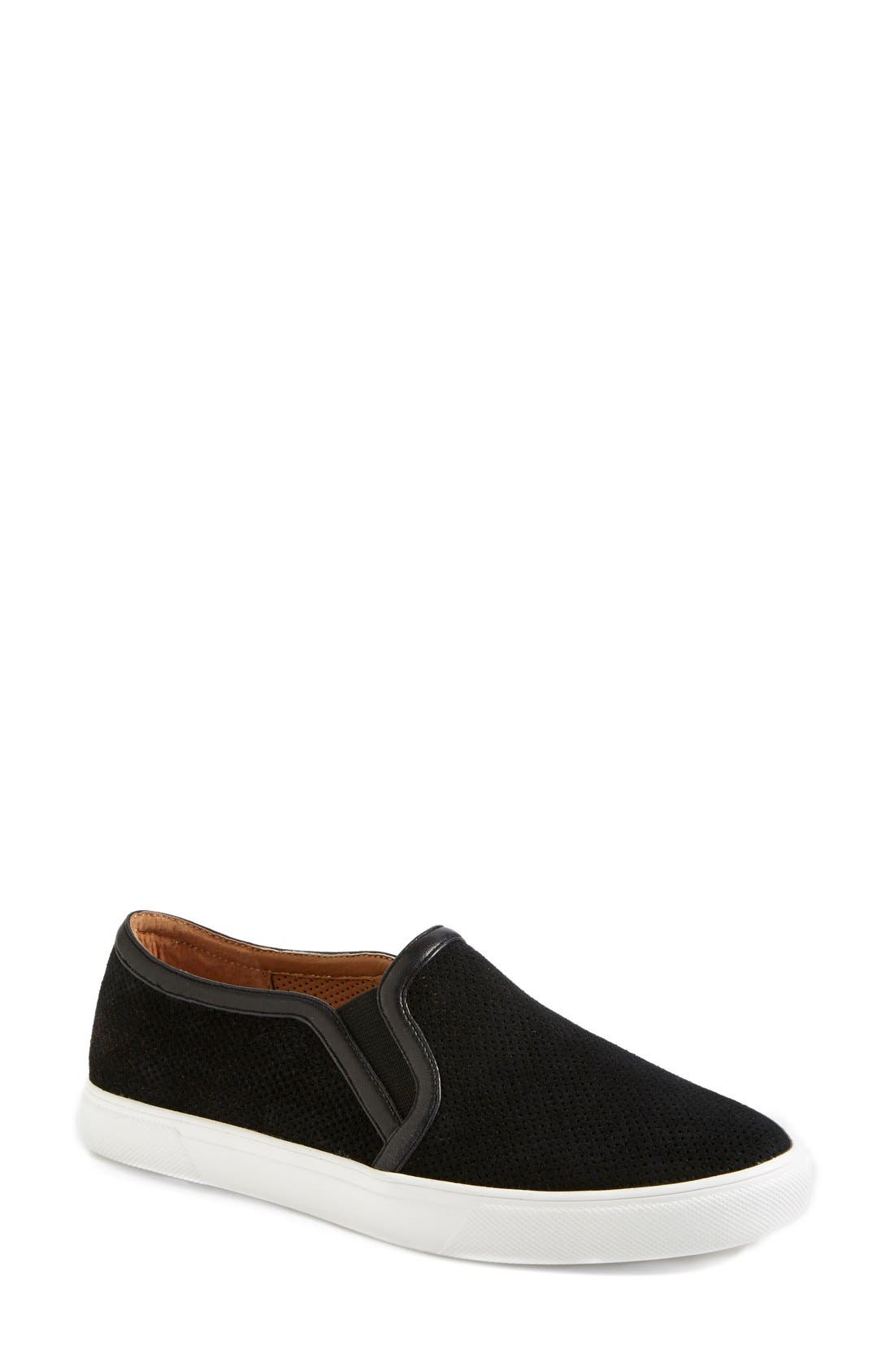 'Turner' Slip-On Sneaker, Main, color, BLACK LEATHER