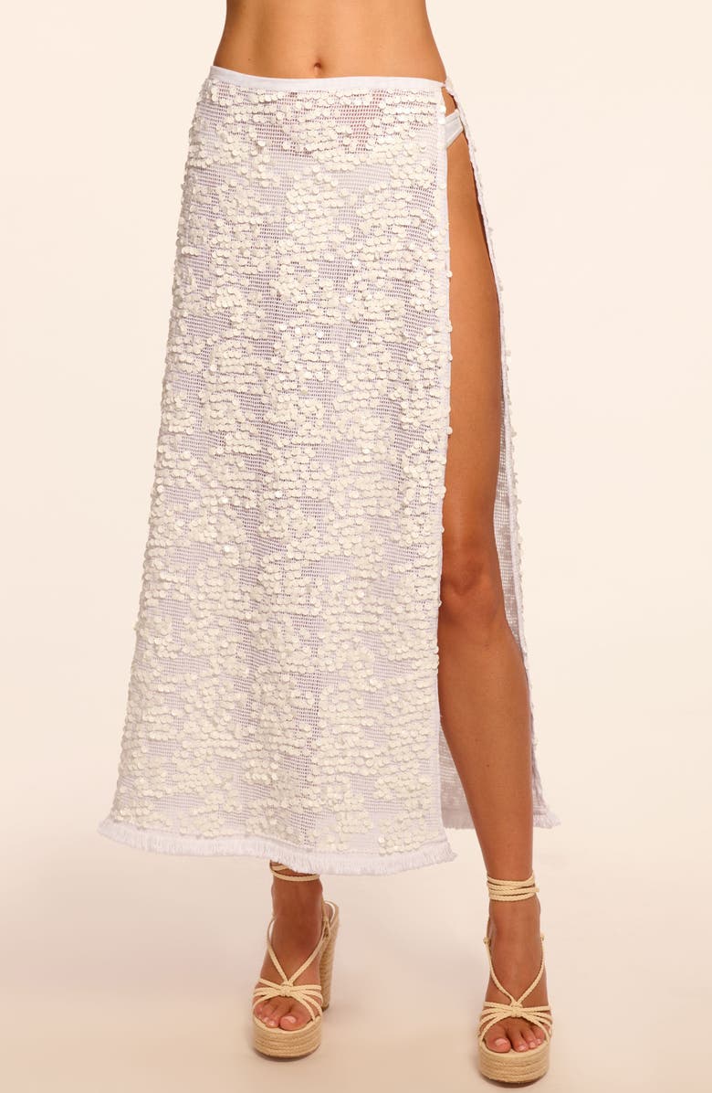 Ramy Brook Lucille Sequin Midi Skirt, Alternate, color, White Paillette
