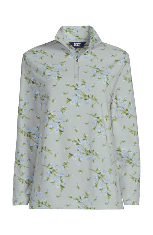 Lands' End Anyweather Fleece Quarter Zip Pullover In Pale Gray Floral