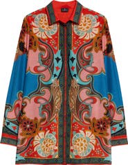 Etro Print Cotton & Silk Tunic Button-Up Shirt