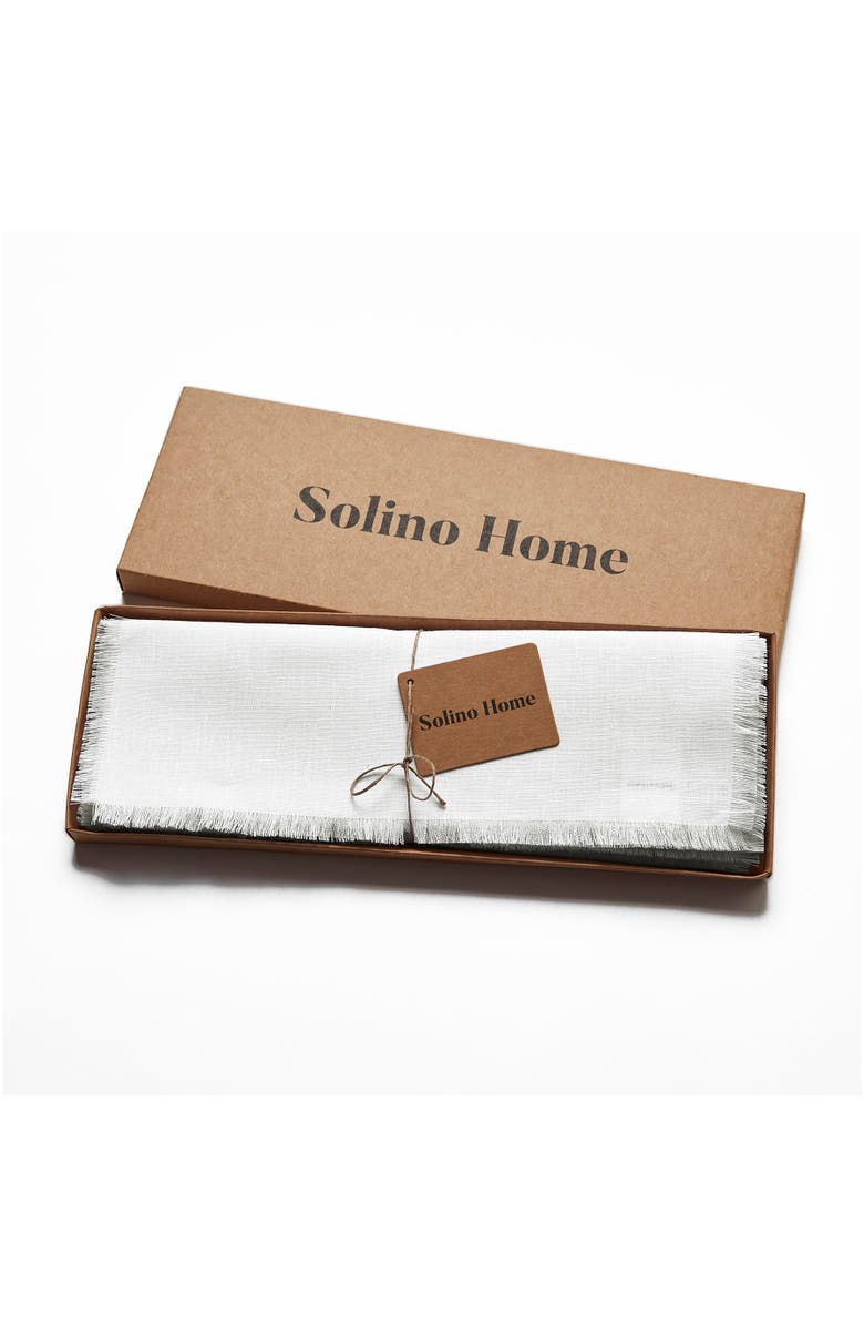 Solino Home Linen Placemats Set of 4, 14 x 19 Inch for Dining Table, Holiday and Everyday Table Decor - Fringe, Alternate, color, White