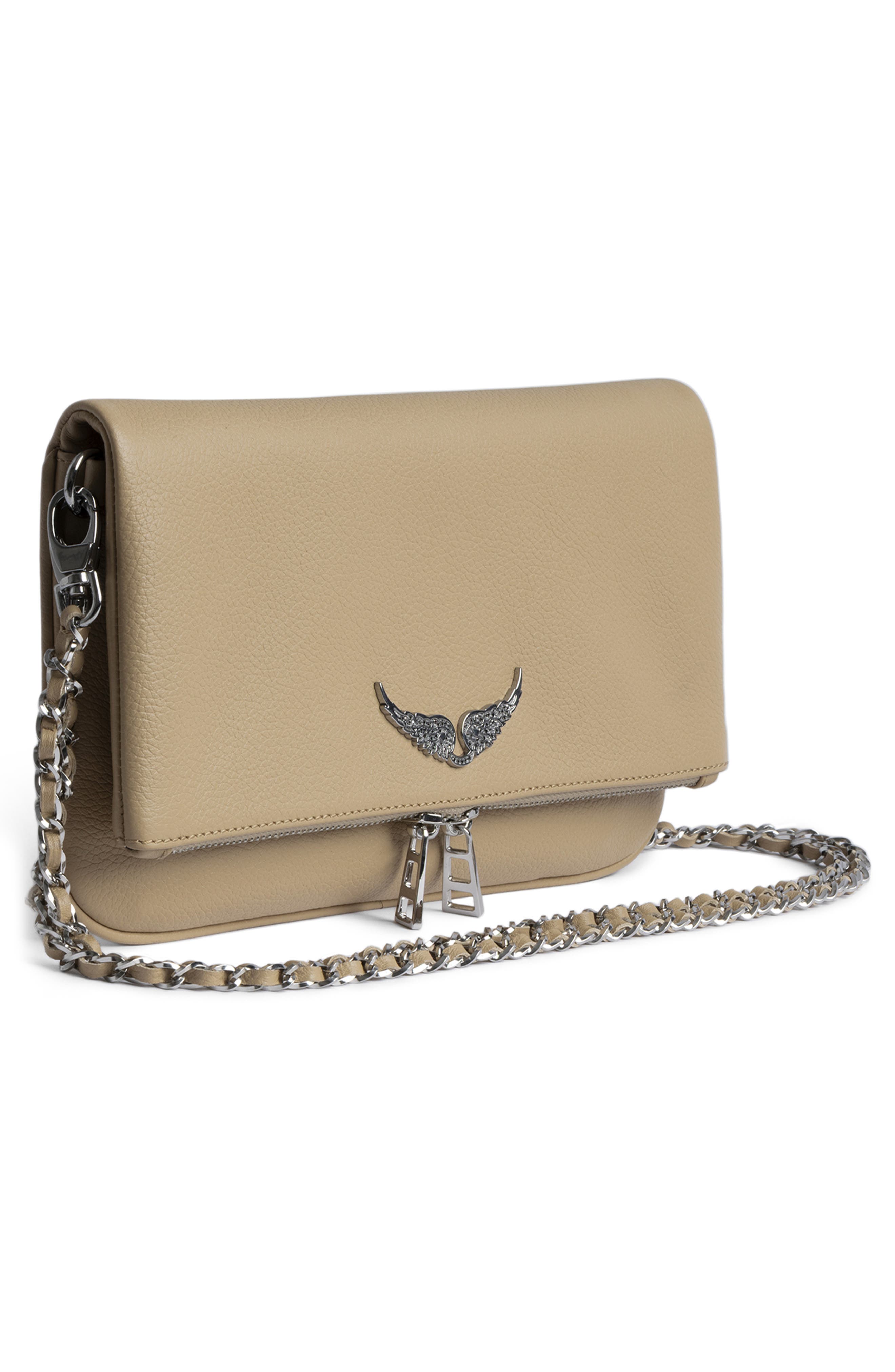 Zadig & Voltaire Rock Grained Leather Crossbody Bag, Alternate, color, Clay