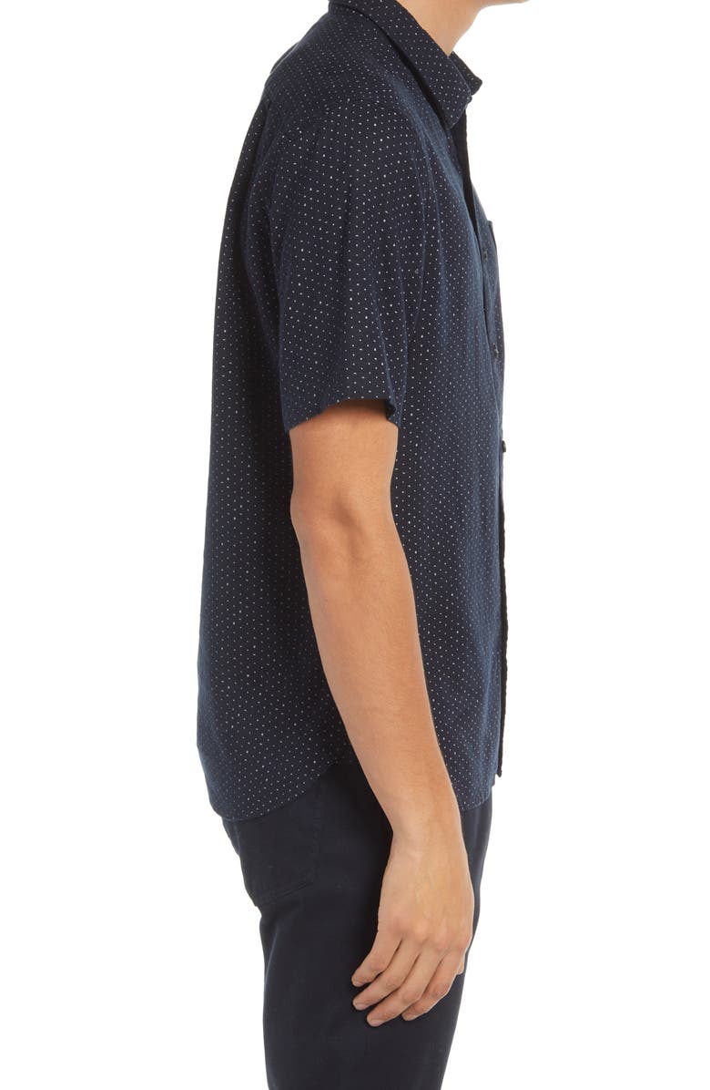 Vince Galaxy Print Classic Fit Short Sleeve Linen Blend Button-Up Shirt, Alternate, color, 