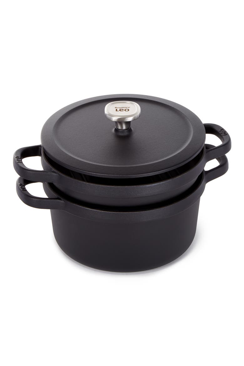 Leo Graphite 6-Quart Cast Iron Stock Pot, Main, color, BLACK