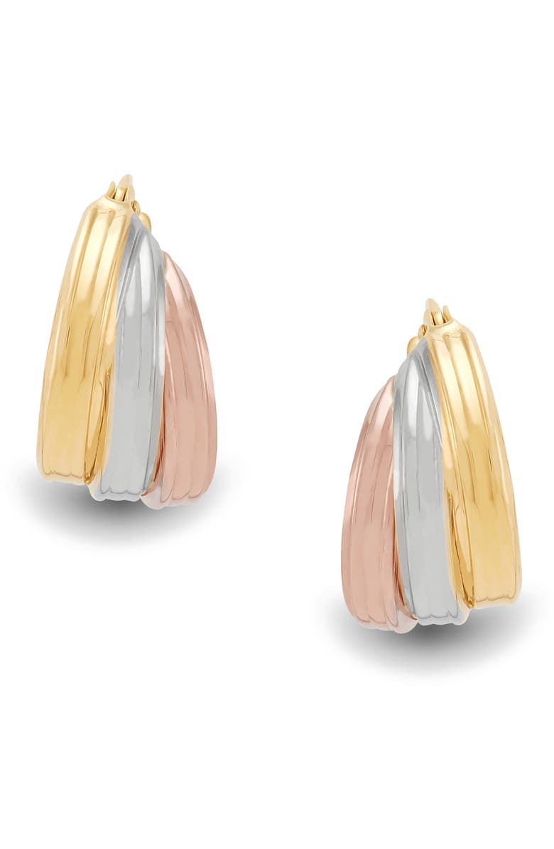 Frankie & Zoe Tri-Tone Triple Row Hoop Earrings, Alternate, color, Tri-Color