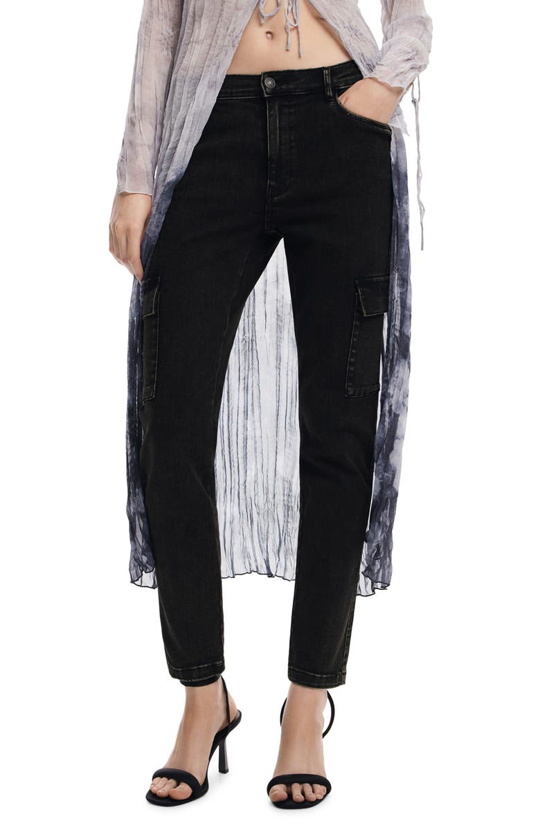 Desigual Danubio Ankle Skinny Cargo Jeans, Main, color, 