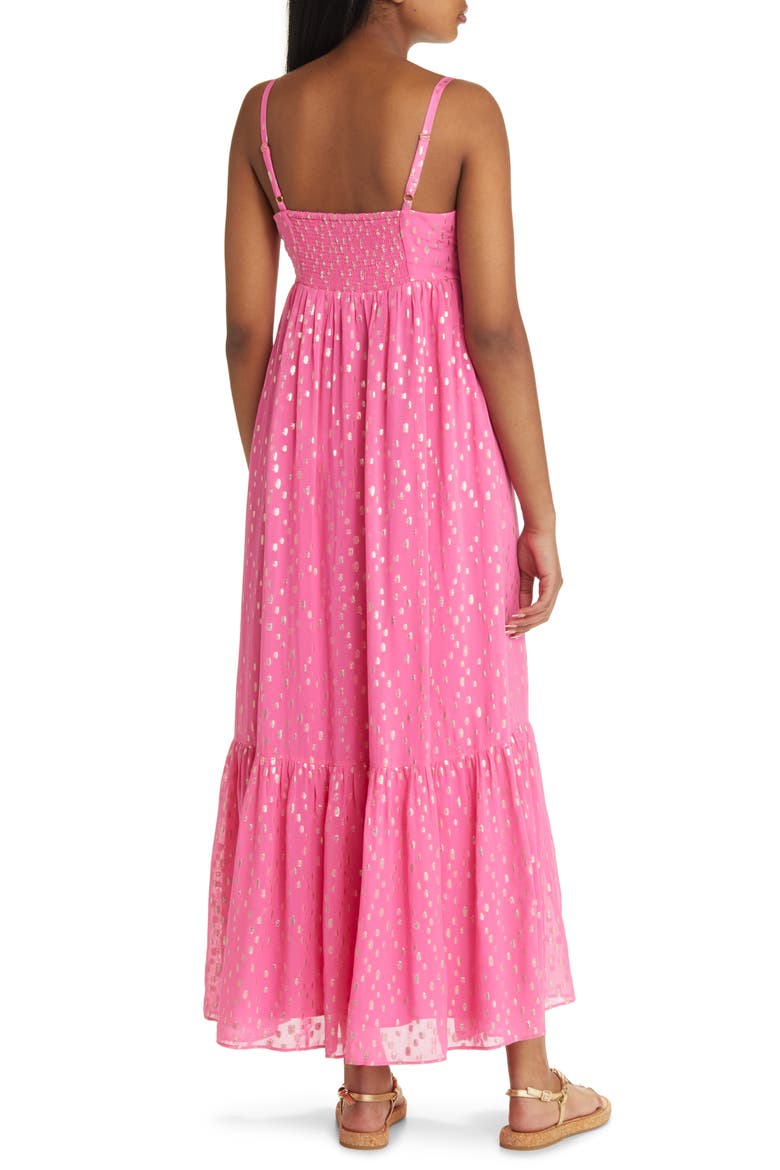 Heidi Metallic Print Maxi Sundress, Alternate, color, AURA PINK