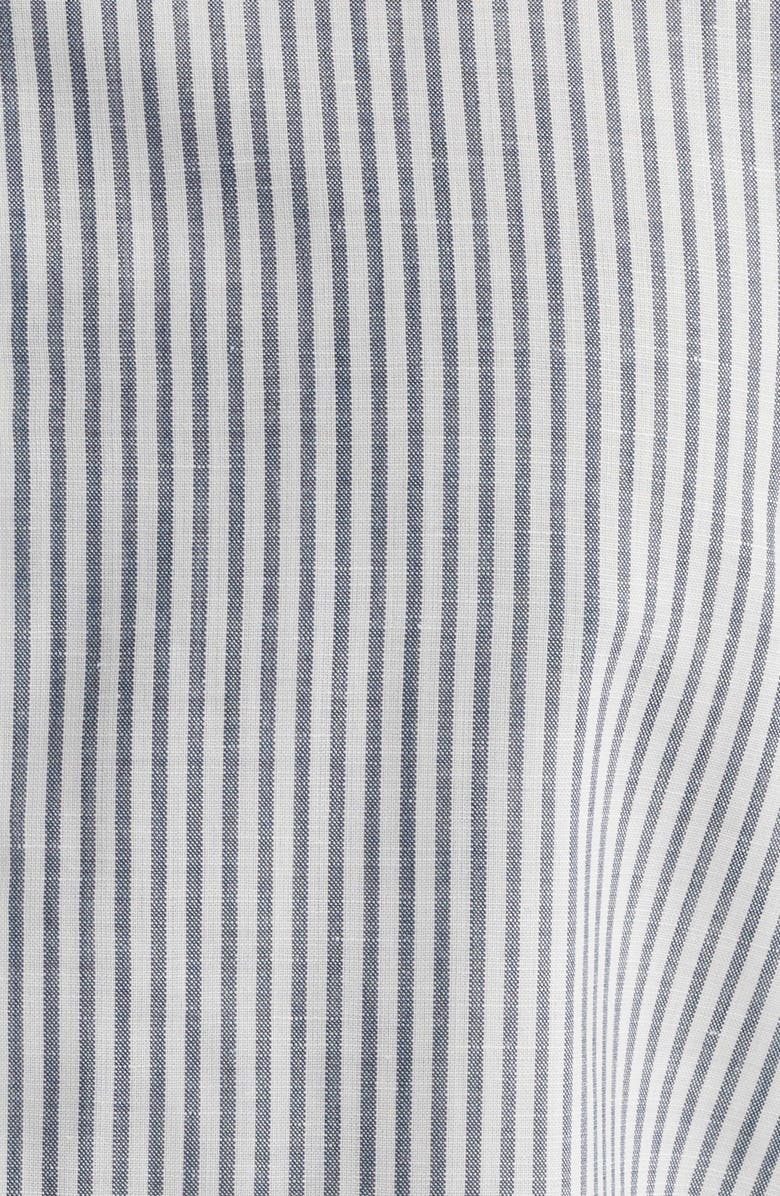 1863 by Eterna Soft Luxury Modern Fit Stripe Wool & Linen Non-Iron Dress Shirt, Alternate, color, Navy