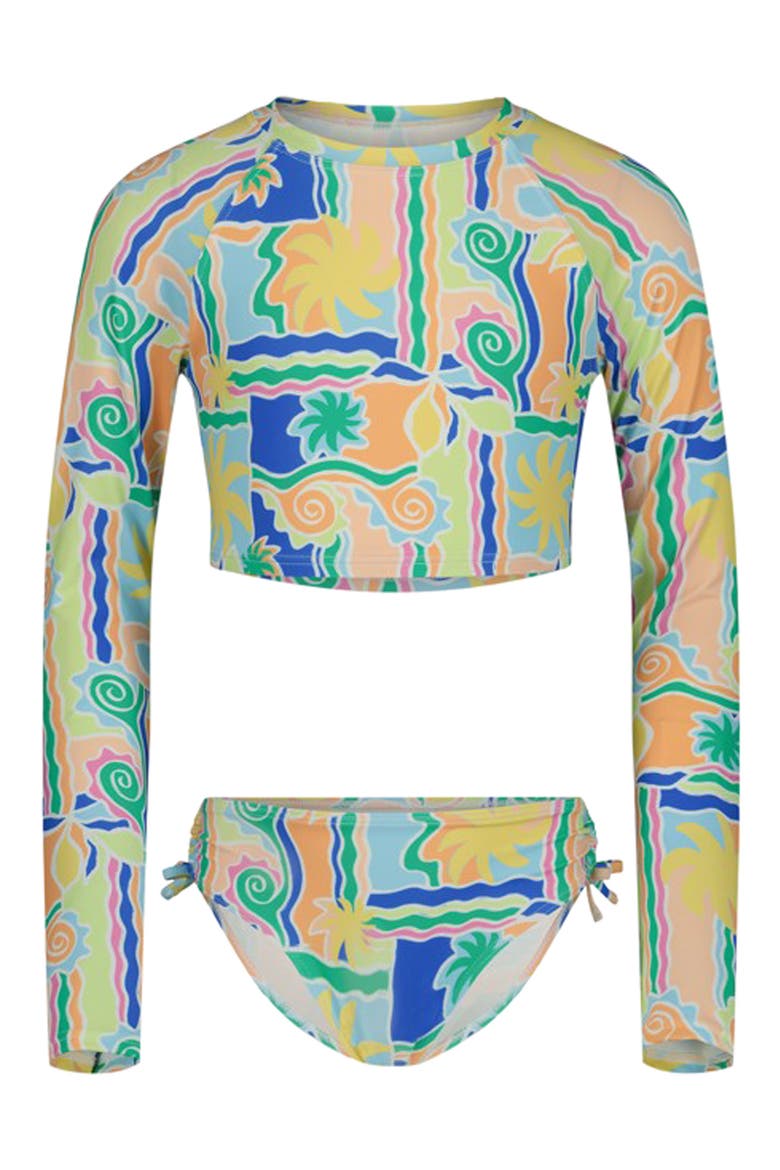 Kids' Sol Playa Long Sleeve Two-Piece Rashguard Swimsuit, Main, color, TIDEPOOL