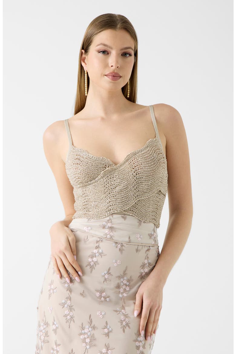Pointelle Sequin Crop Shell Top, Alternate, color, RUST