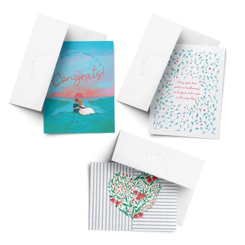 Wedding Greeting Card Pack (3ct) "Grow and Flourish, Heart, Congrats Couple"