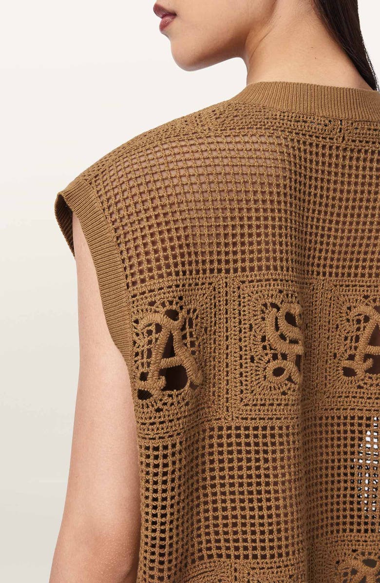 AllSaints Kyra Open Stitch Sweater Vest, Alternate, color, Pinto Brown