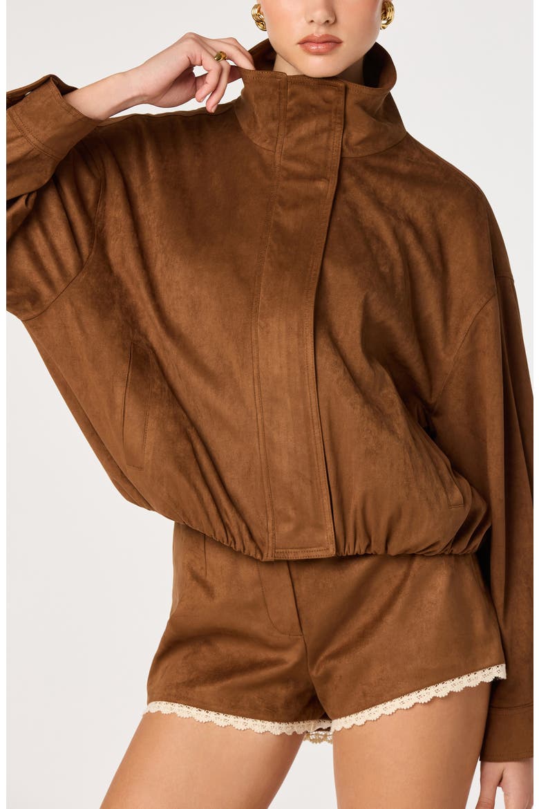 Cooper Faux Suede Jacket, Alternate, color, CHESTNUT