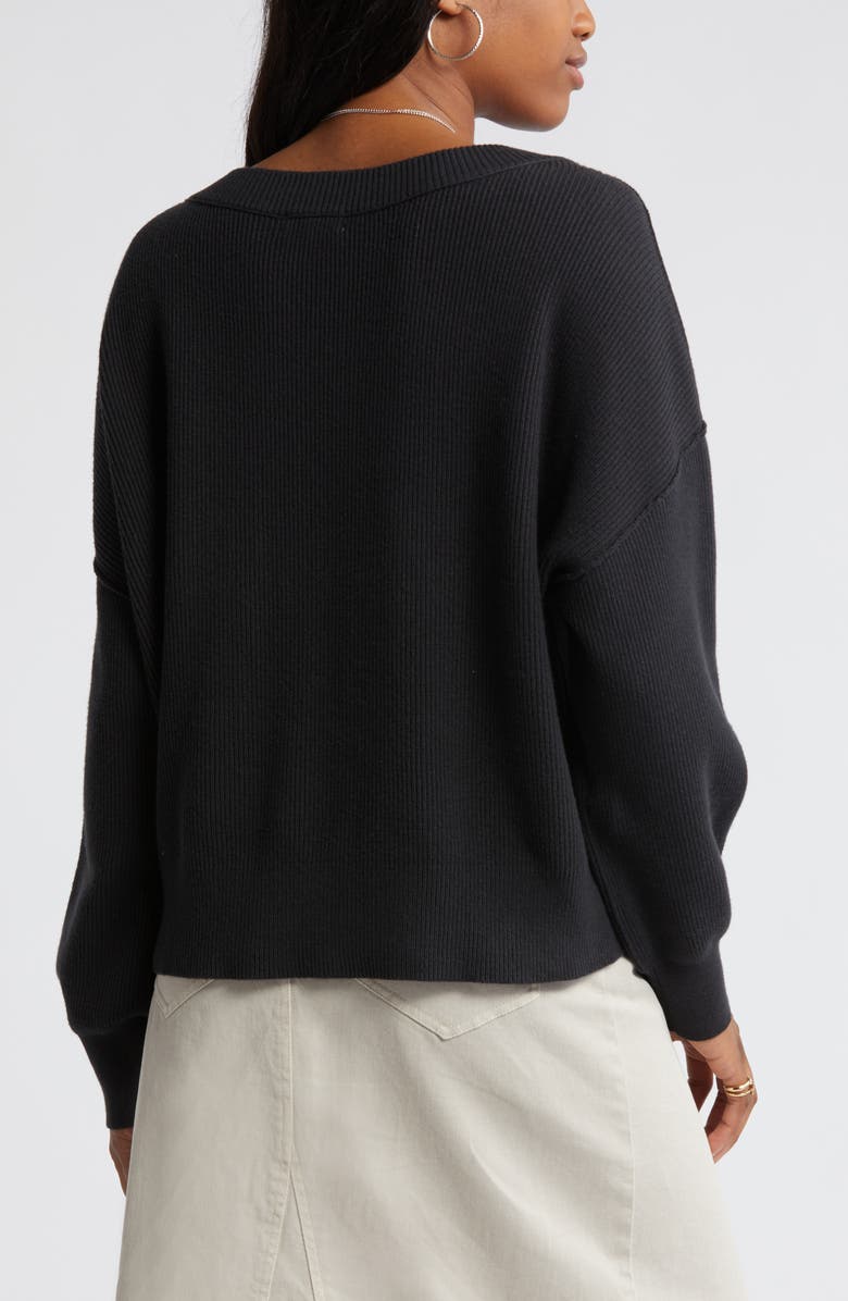 BP. Seamed Oversize V-Neck Rib Sweater, Alternate, color,