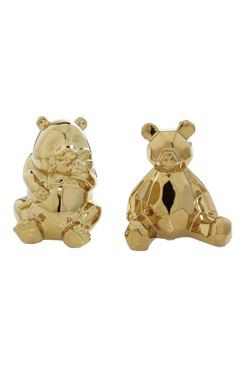 Glam Set of 2 Porcelain Animal Sculptures, Alternate, color, GOLD