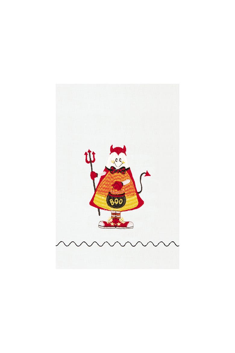 Candy Corn Devil Halloween Guest Towel, Main, color, Red