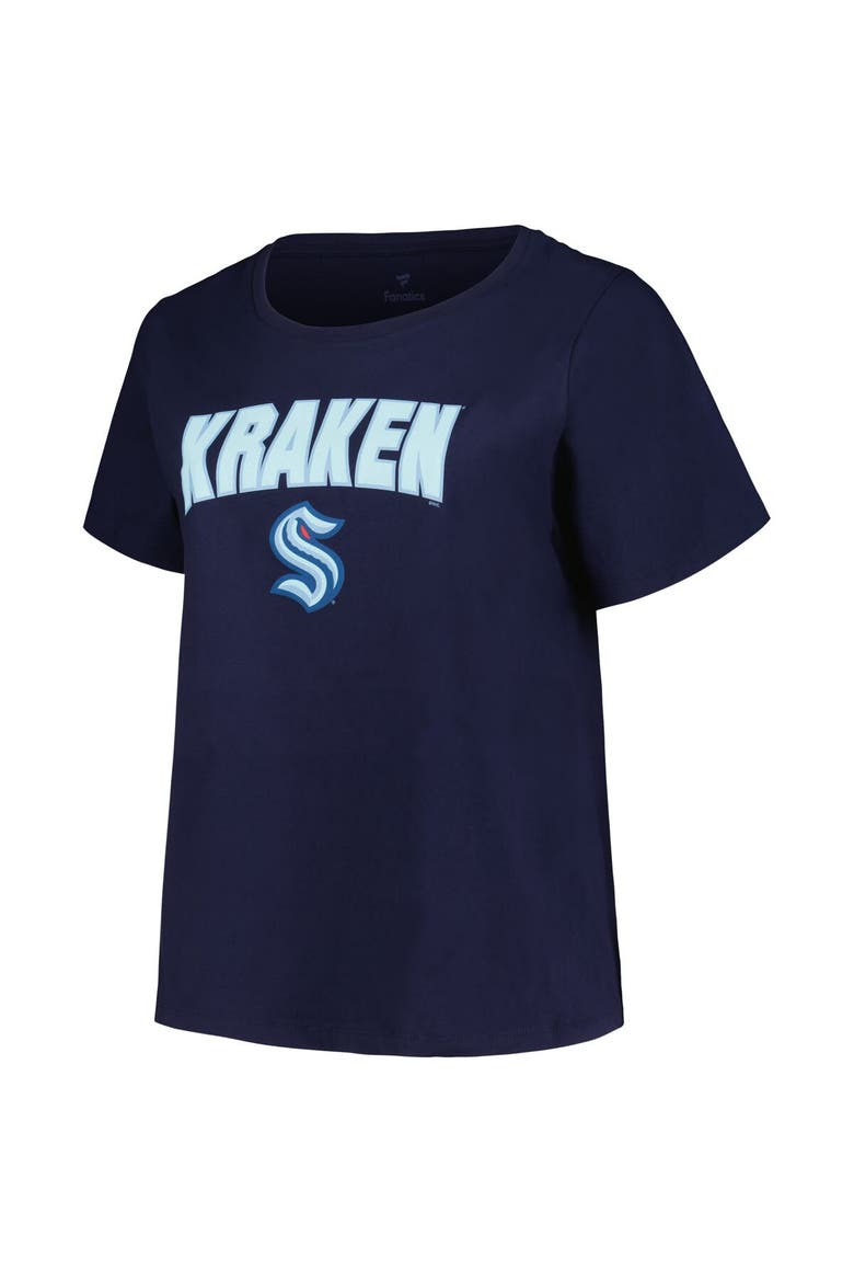 Women's Profile Deep Sea Blue Seattle Kraken Plus Size Arch Over Logo T-Shirt, Alternate, color, Navy