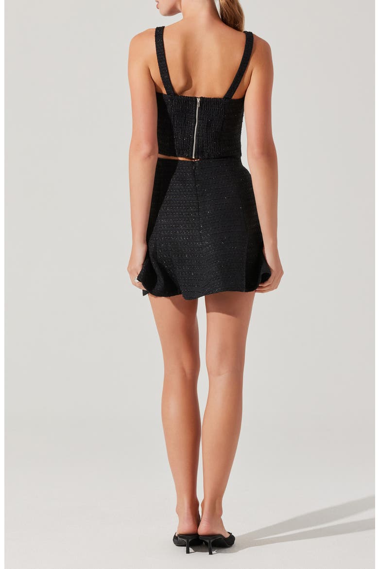 Kiona Diamante Tweed Crop Top, Alternate, color, BLACK