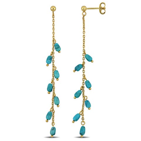 Composite Turquoise Chain Drop Earrings