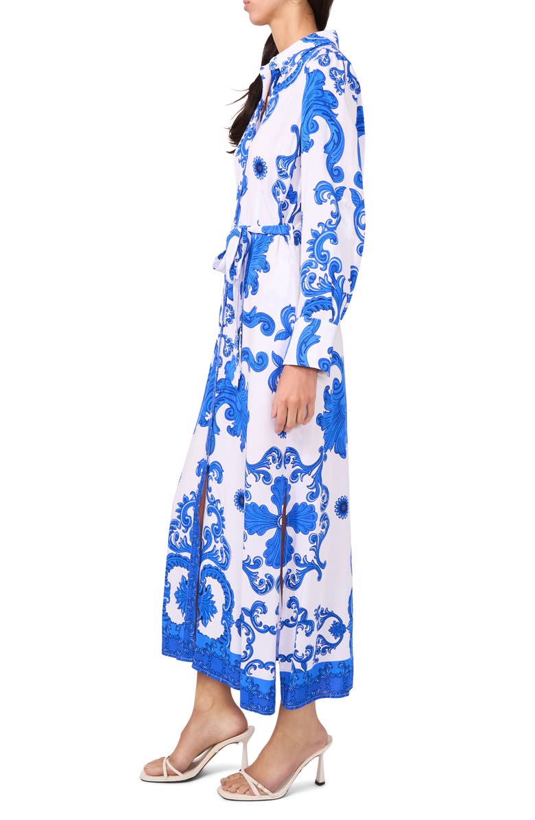 Halogen<sup>®</sup> Print Long Sleeve Belted Shirtdress, Alternate, color, Turkish Blue