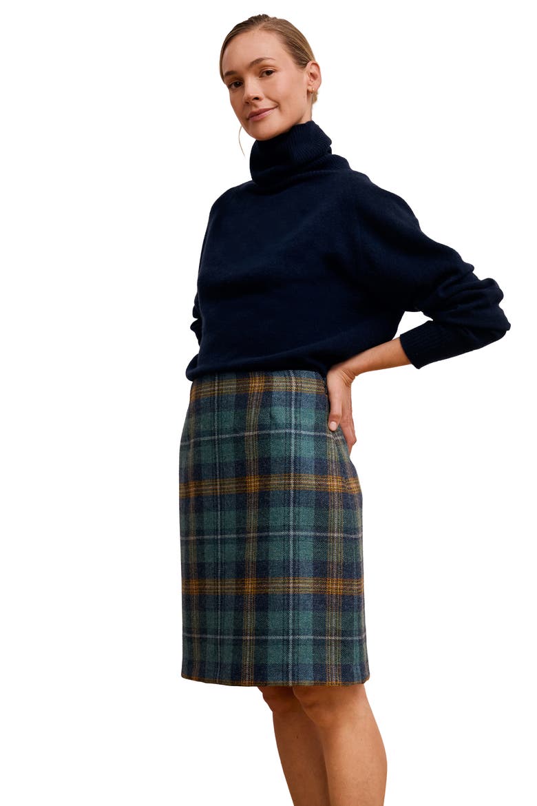 British Celt Wool Skirt, Alternate, color, Teal / Ochre Tartan