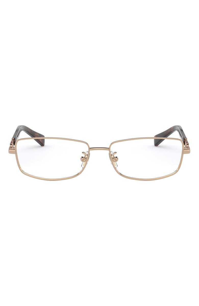 COACH 54mm Rectangular Optical Glasses, Main, color, Rose Gold