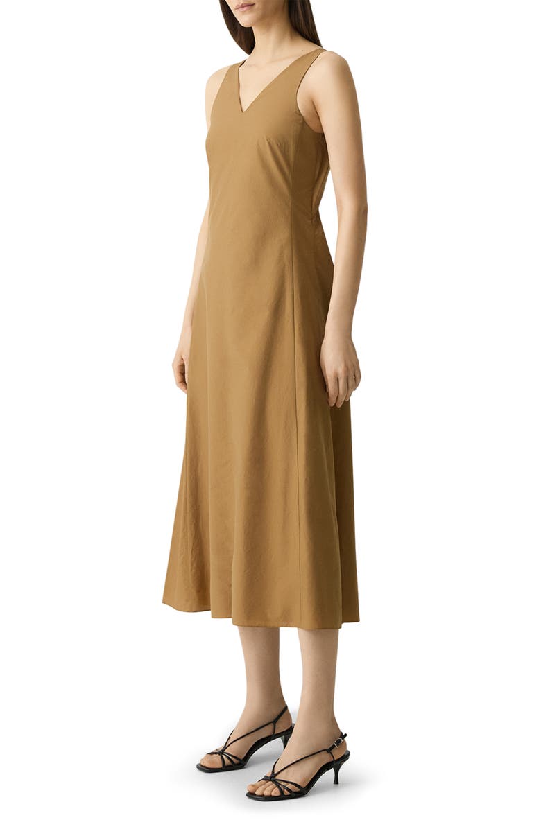 Theory Cutout Back Sleeveless Midi Dress, Alternate, color, Bronze