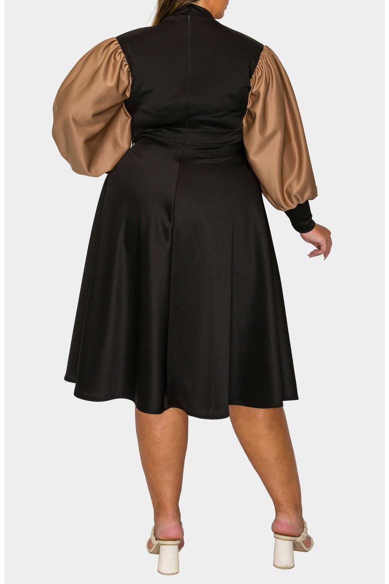 Calissa Colorblock Fit & Flare Dress, Alternate, color, BLACK MOCHA