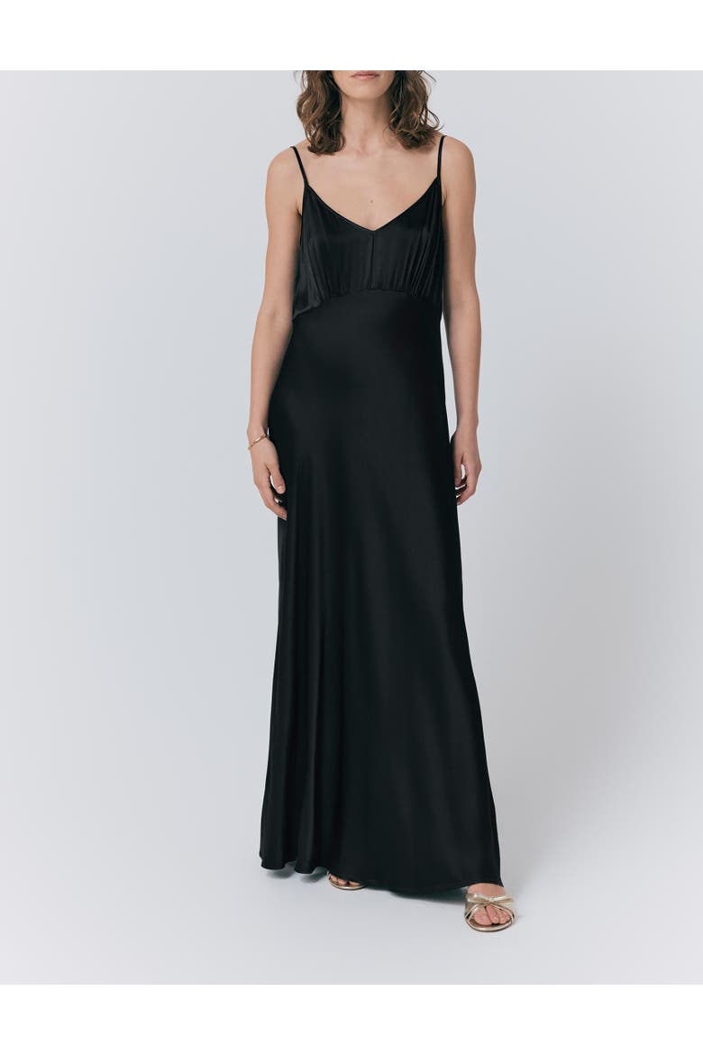 Winnie Satin Maxi Dress, Alternate, color, Black