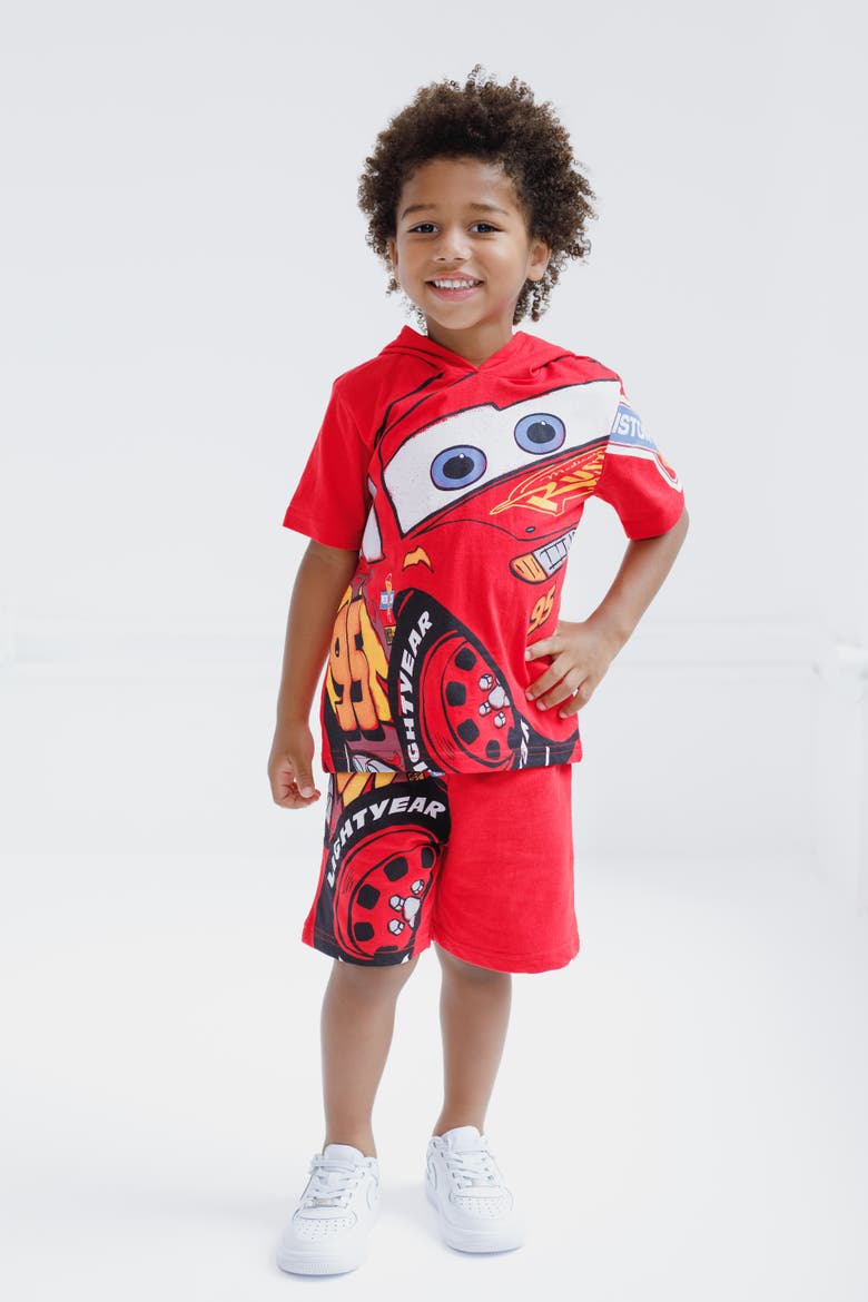 Cars Lightning McQueen 2-Piece Hooded Tee and Shorts Set, Alternate, color, Lightning McQueen Red