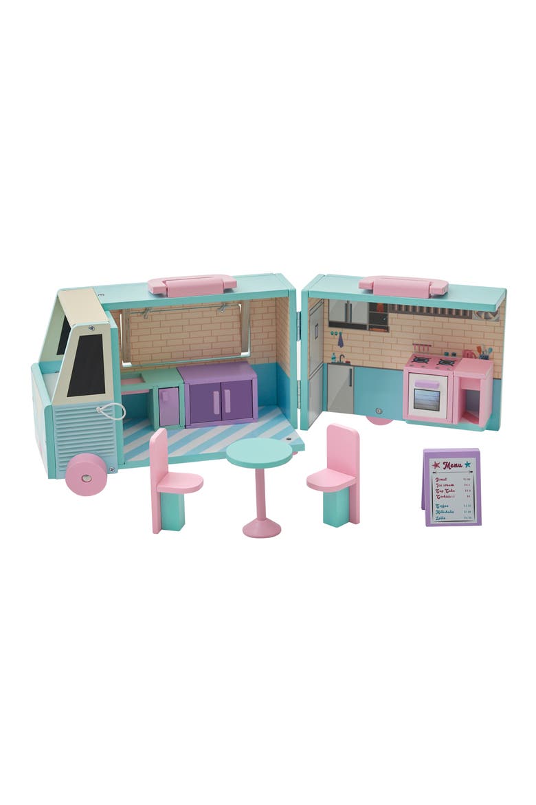 Olivia's Cafe Doll Food Truck Set, Alternate, color, BLUE/ PINK