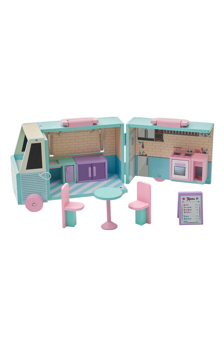 Teamson Kids Olivia's Cafe Doll Food Truck Set, Alternate, color, Blue/ Pink