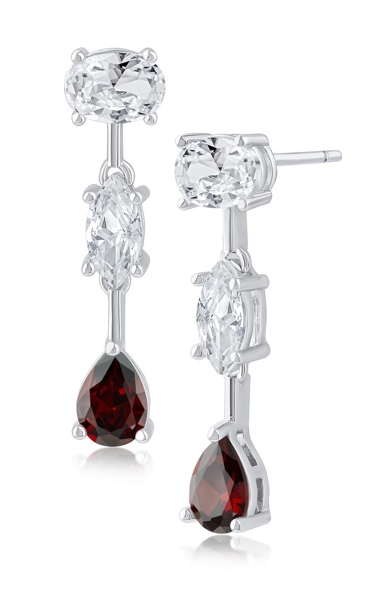 CZ by Kenneth Jay Lane Cubic Zirconia Bar Drop Earrings, Main, color, Red/ Clear Silver