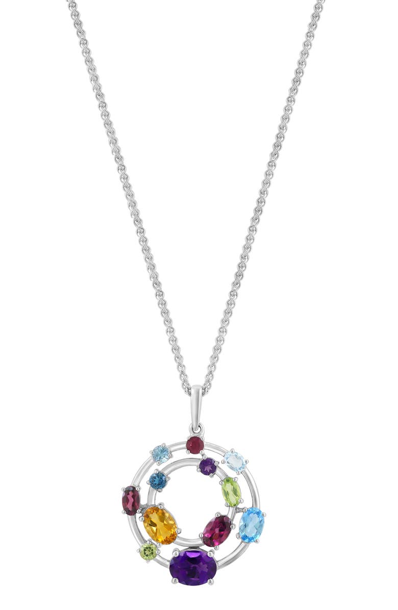 EFFY Semiprecious Stone Circle Pendant Necklace, Alternate, color, Silver