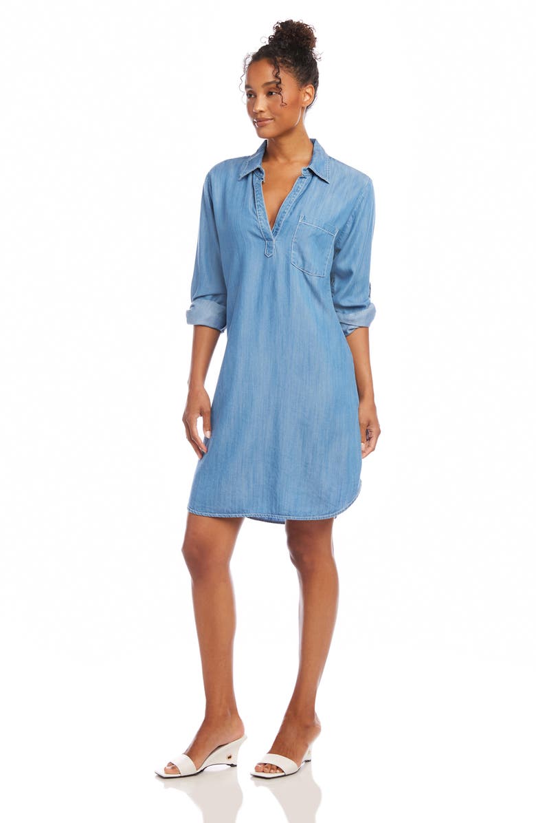 Karen Kane Long Sleeve Chambray Shirtdress, Alternate, color,