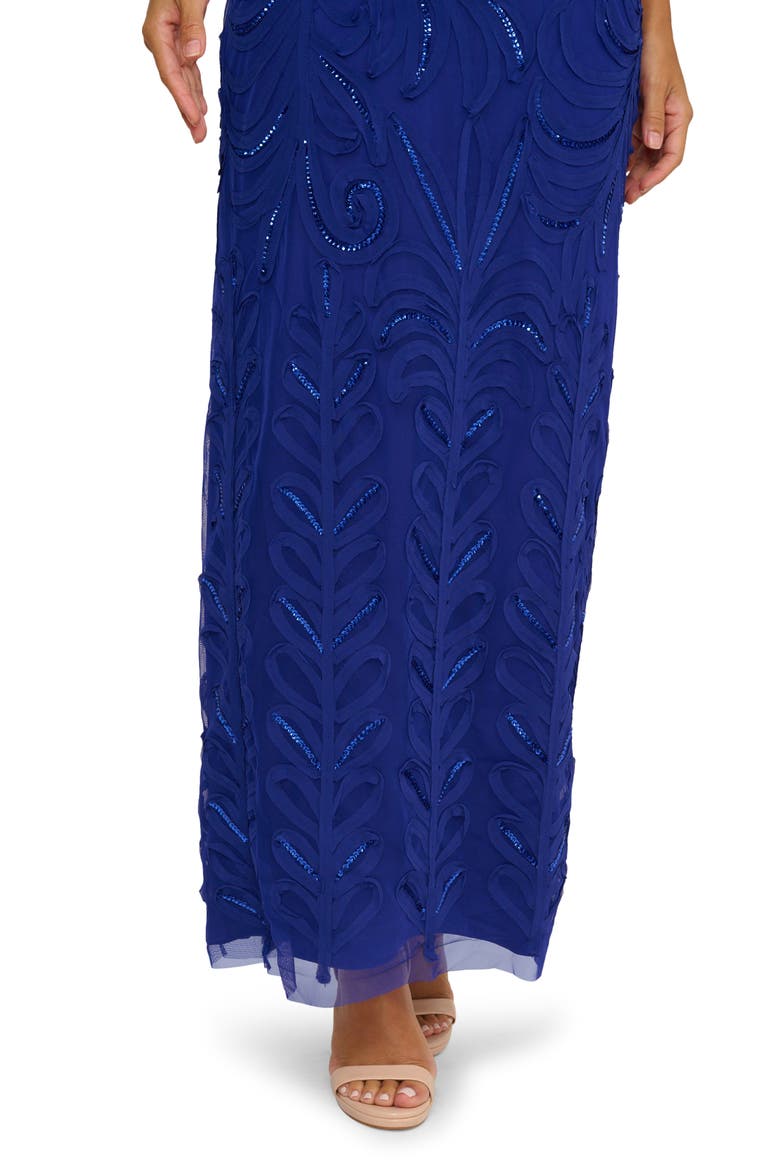 Short Sleeve Soutache Column Gown, Alternate, color, DARK BLUE VIOLET