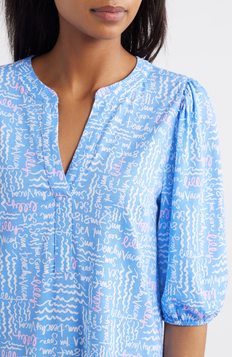 Lilly Pulitzer<sup>®</sup> Colson Puff Sleeve Cotton Shift Dress, Alternate, color, Sun Washed Blue