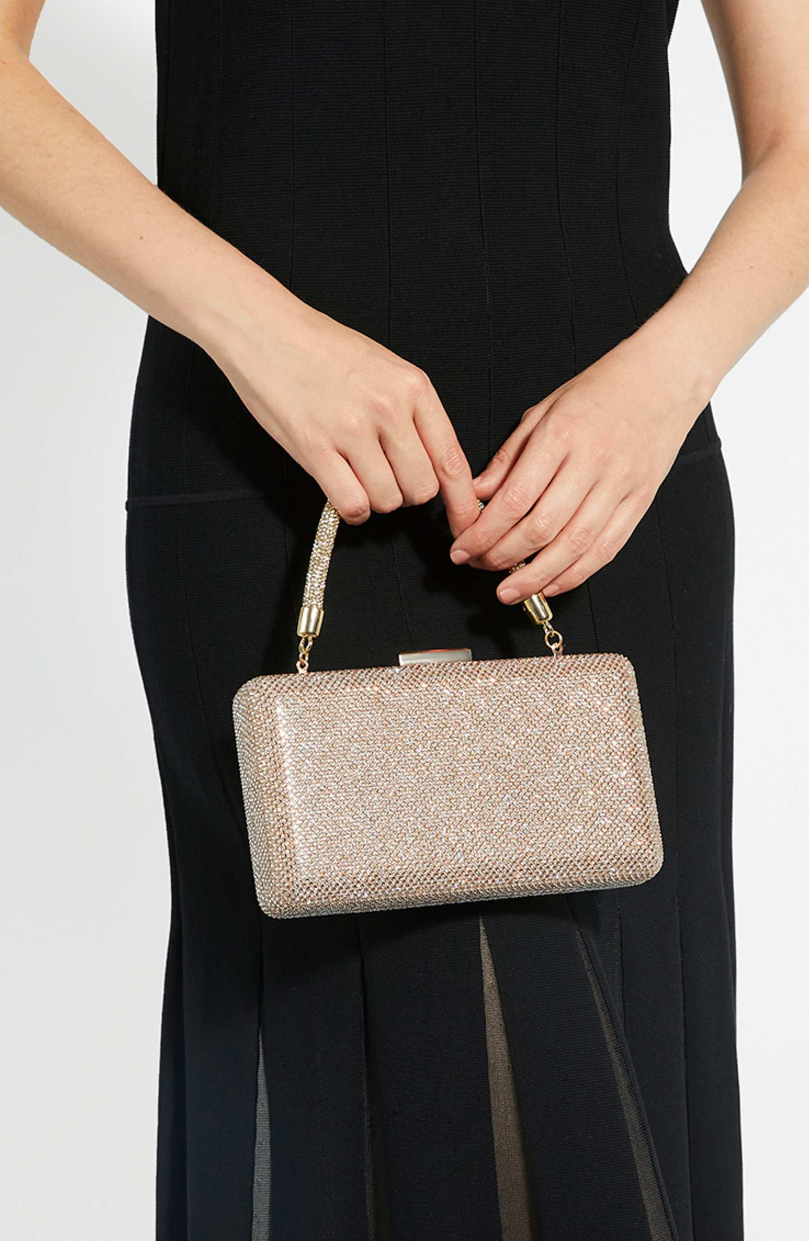 Beaut Top Handle Frame Clutch, Alternate, color, GOLD