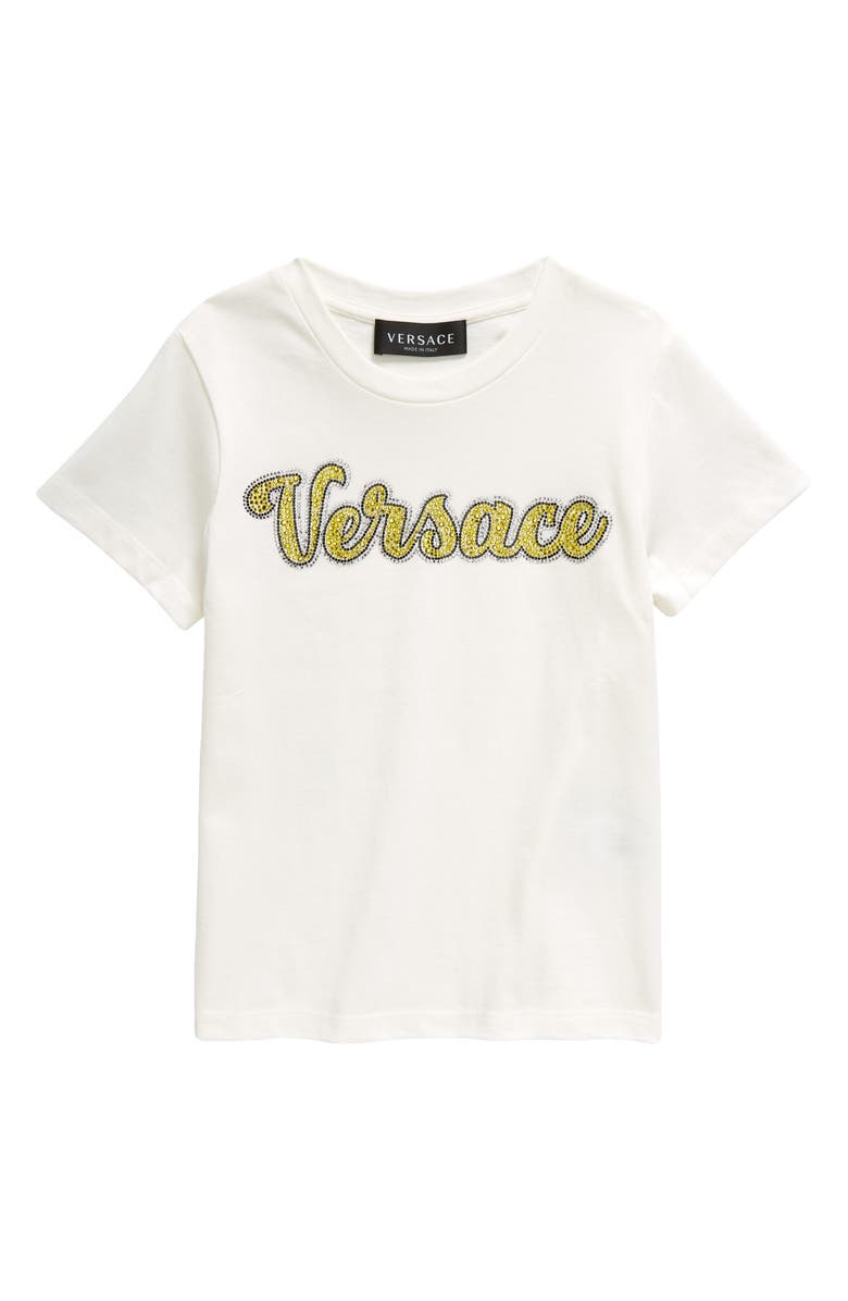 Versace Kids' Crystal Logo T-Shirt, Main, color, 