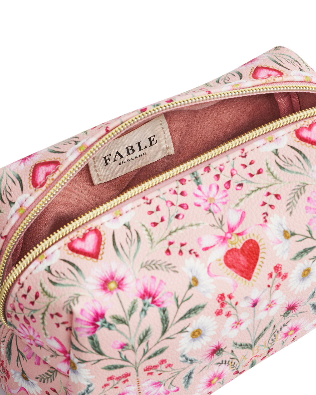 Penelope Floral Heart Cosmetic Pouch, Alternate, color, Light/Pastel Pink
