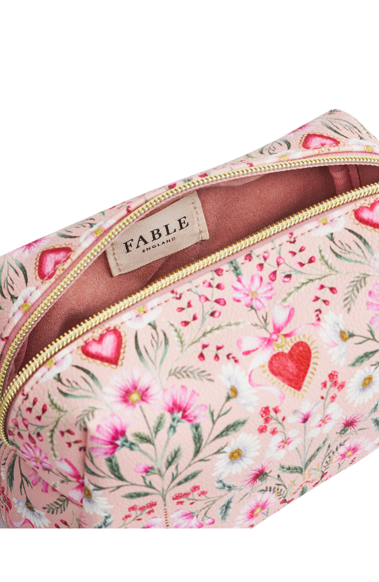 Fable England Penelope Floral Heart Cosmetic Pouch, Alternate, color, Light/Pastel Pink