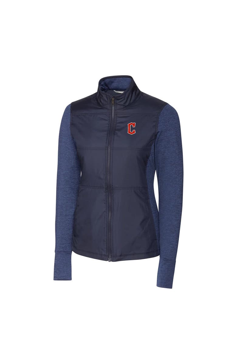 Cutter & Buck Women's Cutter & Buck  Navy Cleveland Guardians DryTec Stealth Hybrid Quilted Full-Zip Windbreaker Jacket, Alternate, color, 