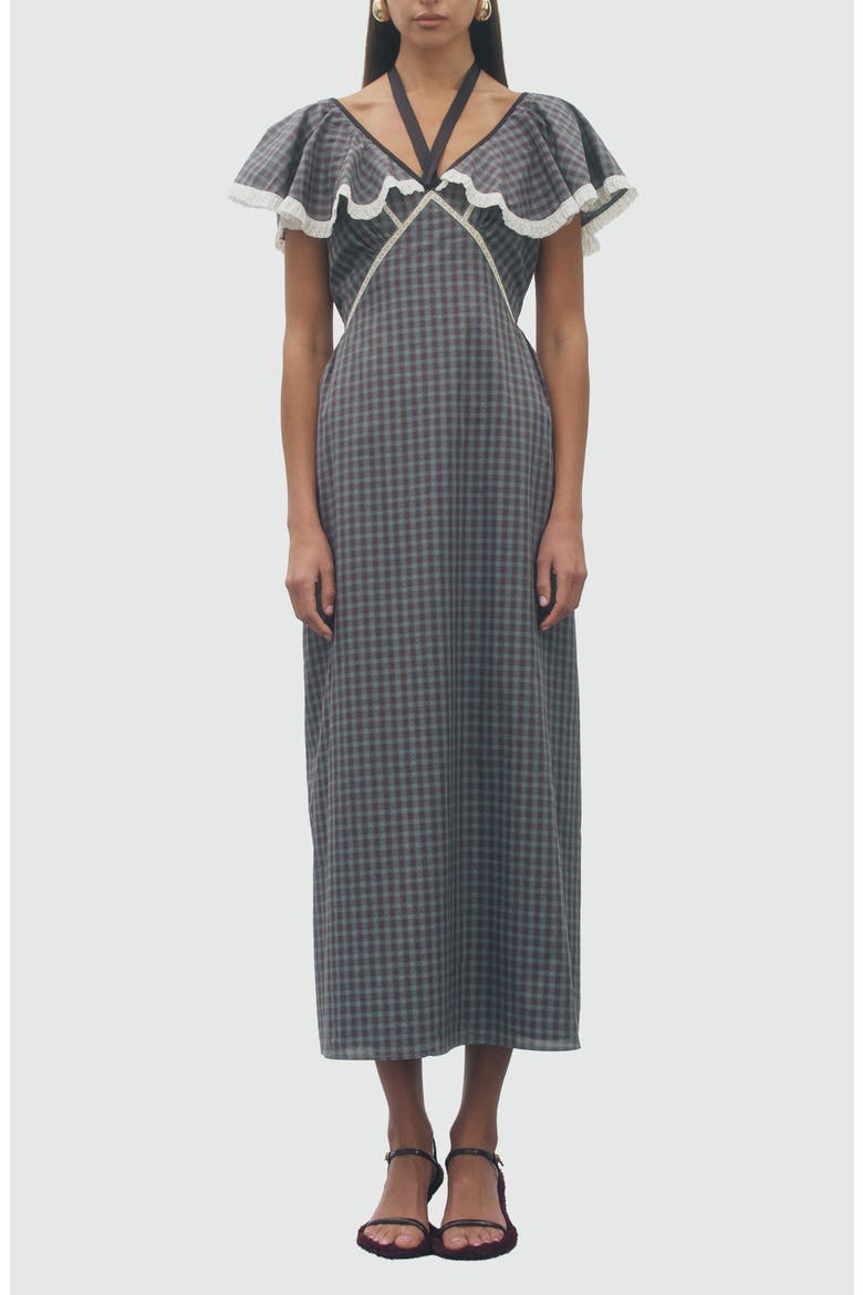Valerie Cotton Plaid Midi Dress, Main, color, TEAL MULTI