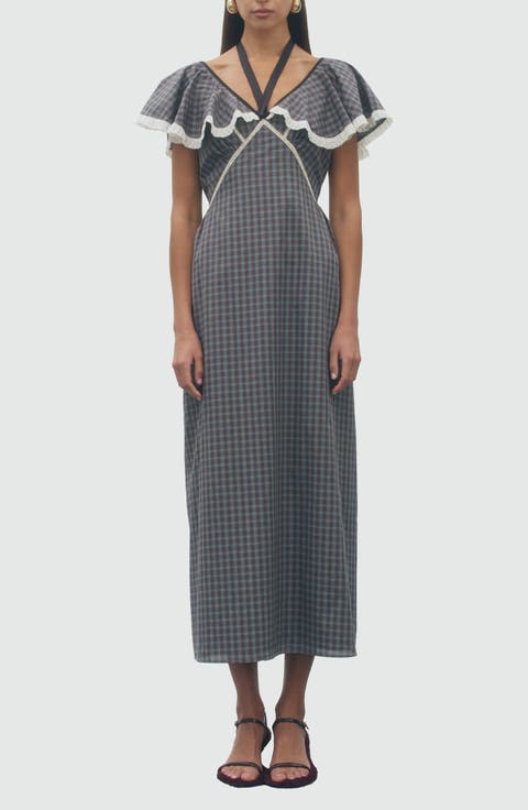 Valerie Cotton Plaid Midi Dress