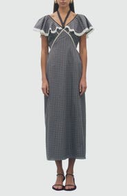 MAUDE CLUB Valerie Cotton Plaid Midi Dress