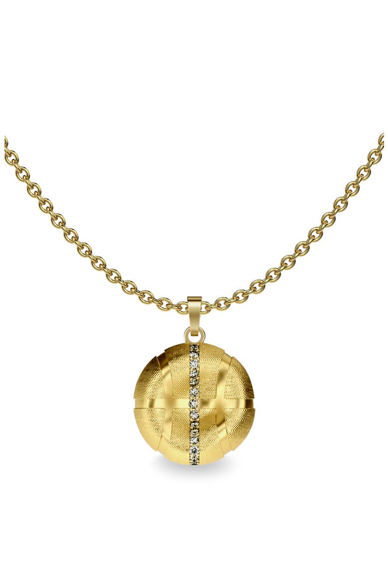 The Basketball Leaking Ball Linear Diamond Necklace, Main, color, Gold / White Diamond